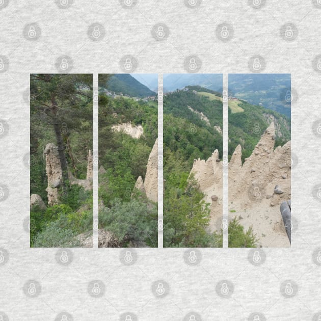 The incredible earth pyramids of Collepietra (Piramidi di Terra) in the Dolomites. Striking place. Italian Alps. Sunny spring day with no people. Valley in the background. Trentino Alto Adige. by fabbroni-art